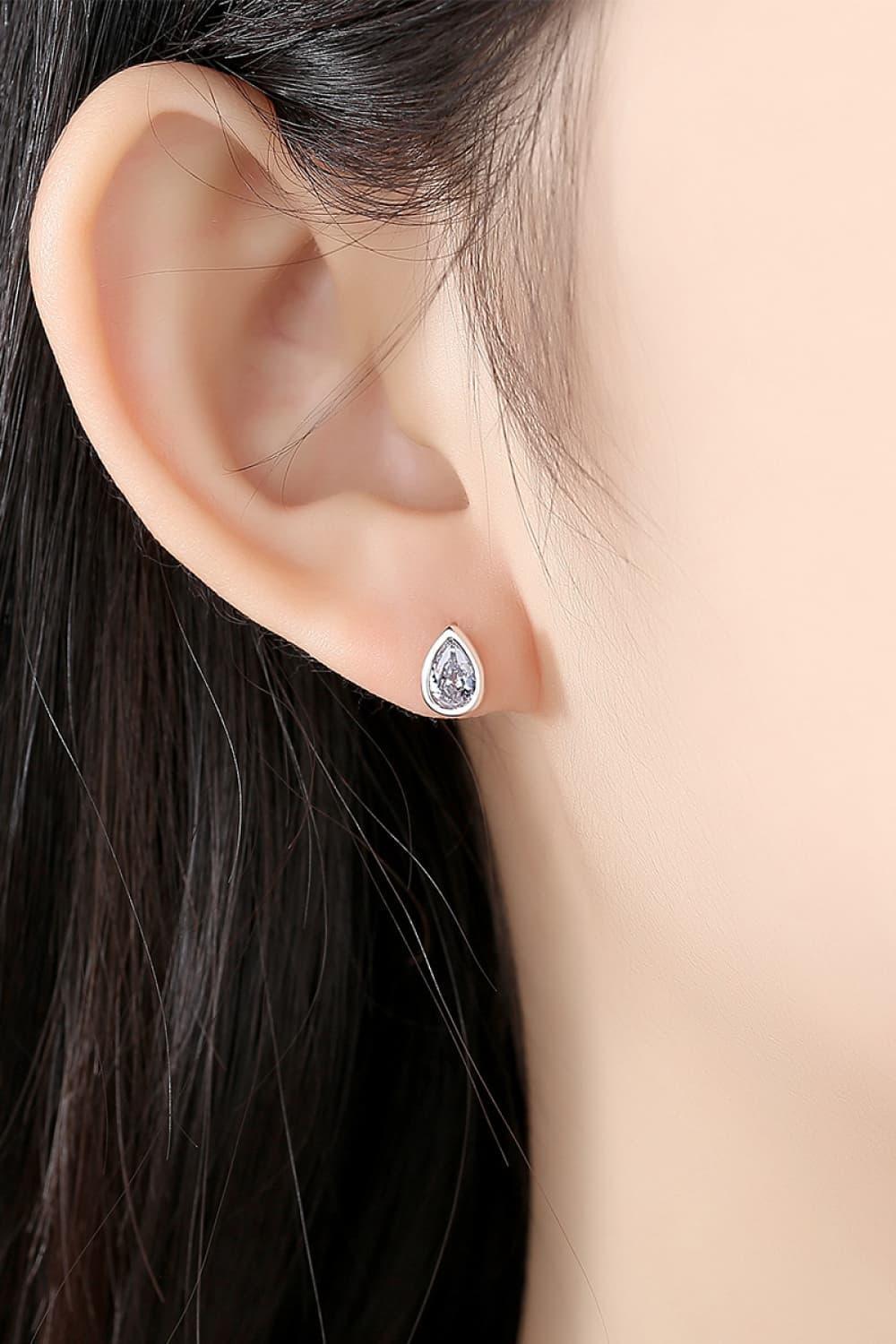 Surprising Zircon Teardrop Sterling Silver Stud Earrings - MXSTUDIO.COM