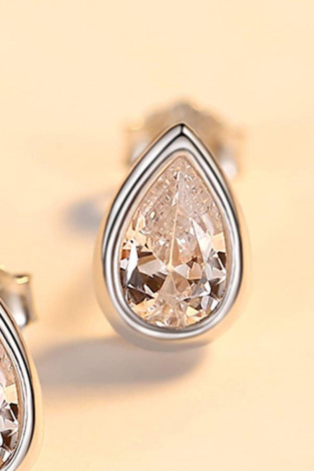 Surprising Zircon Teardrop Sterling Silver Stud Earrings - MXSTUDIO.COM