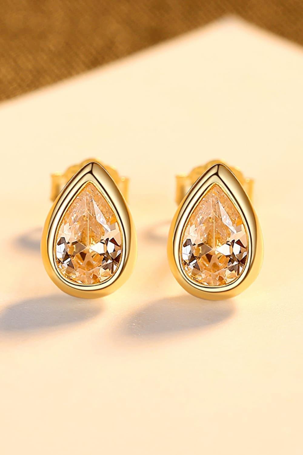 Surprising Zircon Teardrop Sterling Silver Stud Earrings - MXSTUDIO.COM