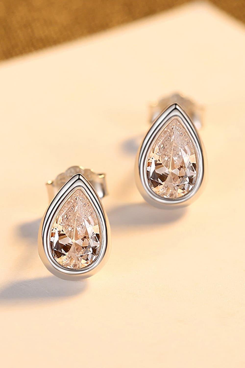 Surprising Zircon Teardrop Sterling Silver Stud Earrings - MXSTUDIO.COM