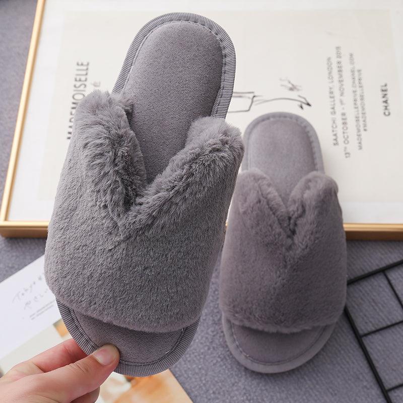 Surprisingly Cozy Open Toe Faux Fur Slippers - MXSTUDIO.COM