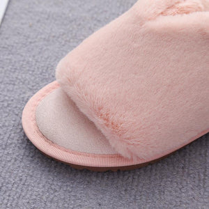 Surprisingly Cozy Open Toe Faux Fur Slippers - MXSTUDIO.COM