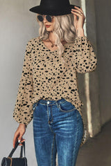 Swaggering Animal Print V-Neck Blouse - MXSTUDIO.COM