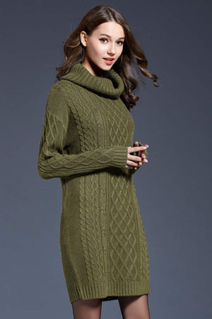 Swanky Soft Cowl Neck Mini Sweater Dress - MXSTUDIO.COM