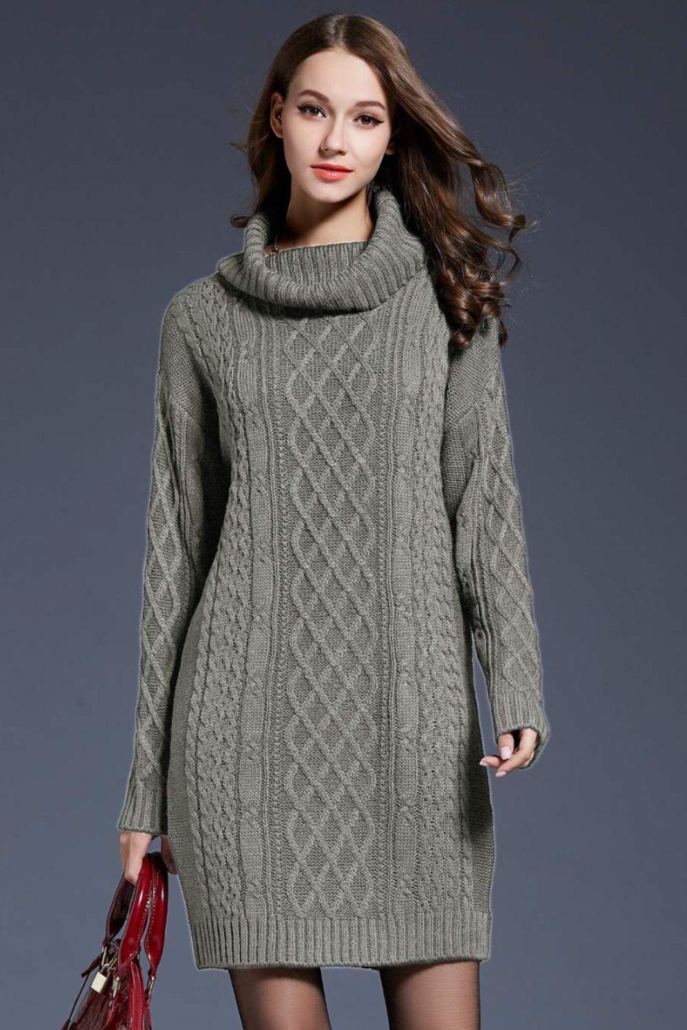 Swanky Soft Cowl Neck Mini Sweater Dress - MXSTUDIO.COM