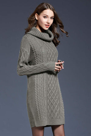 Swanky Soft Cowl Neck Mini Sweater Dress - MXSTUDIO.COM