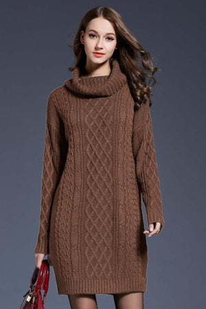 Swanky Soft Cowl Neck Mini Sweater Dress - MXSTUDIO.COM