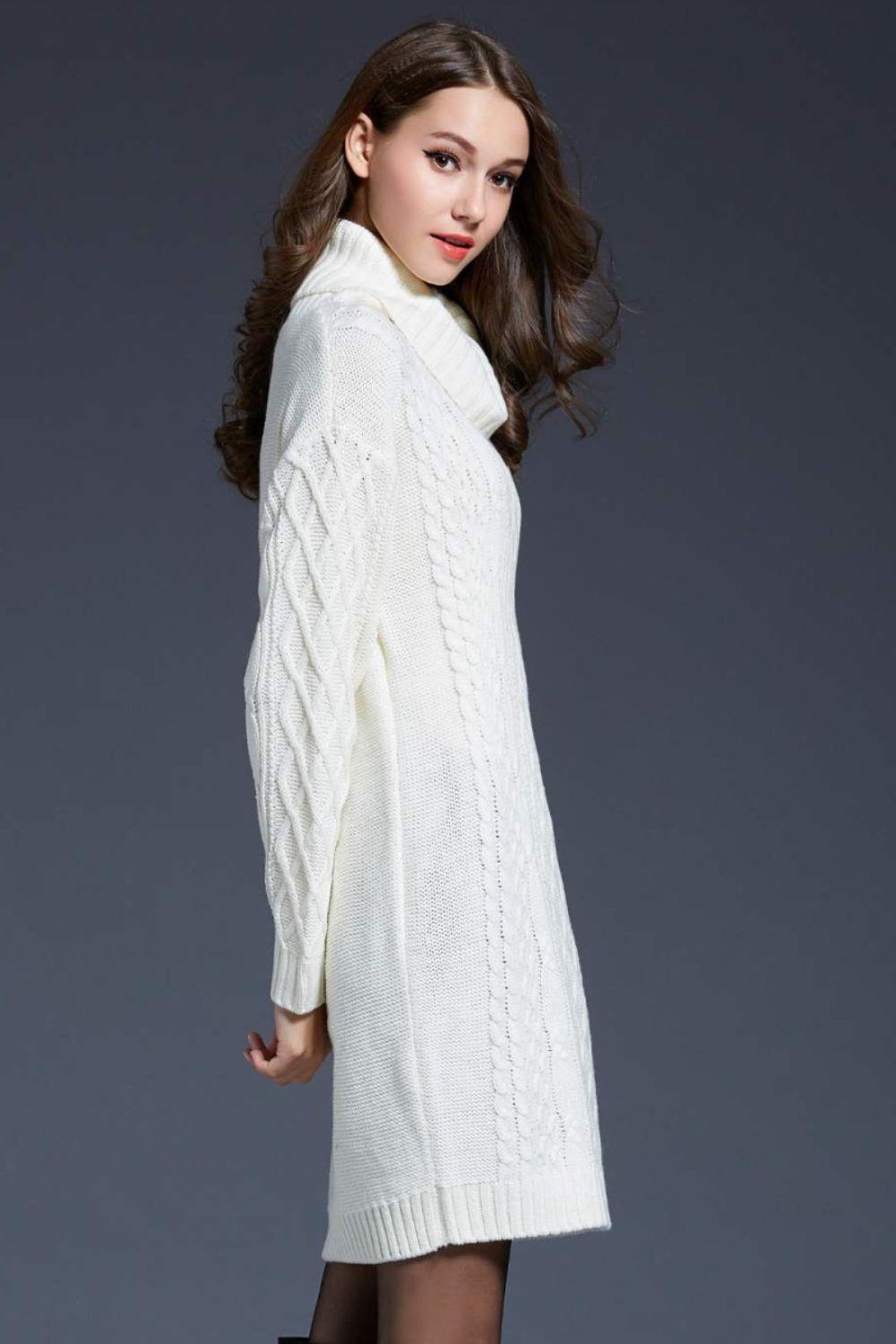 Swanky Soft Cowl Neck Mini Sweater Dress - MXSTUDIO.COM