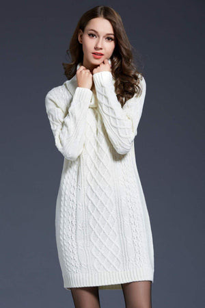 Swanky Soft Cowl Neck Mini Sweater Dress - MXSTUDIO.COM