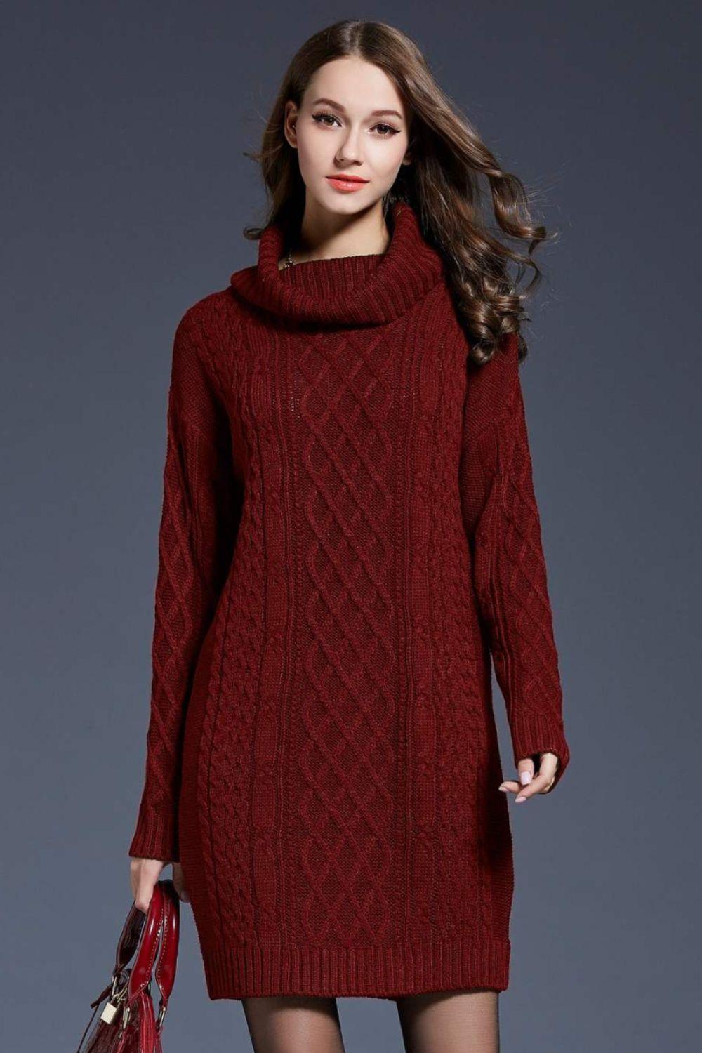 Swanky Soft Cowl Neck Mini Sweater Dress - MXSTUDIO.COM