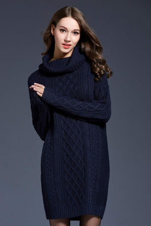 Swanky Soft Cowl Neck Mini Sweater Dress - MXSTUDIO.COM