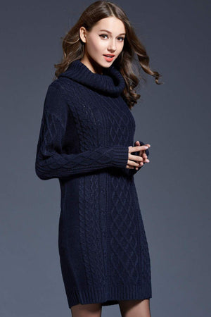 Swanky Soft Cowl Neck Mini Sweater Dress - MXSTUDIO.COM