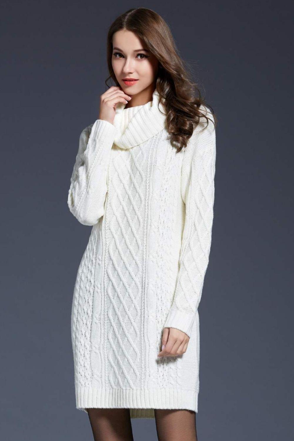 Swanky Soft Cowl Neck Mini Sweater Dress - MXSTUDIO.COM