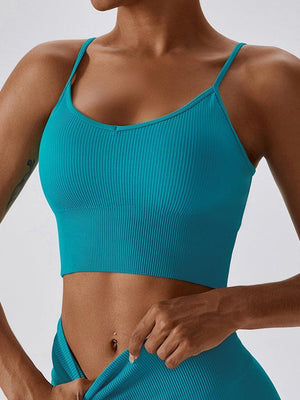 Sweat In Style Spaghetti Strap Lace Up Sports Bra - MXSTUDIO.COM