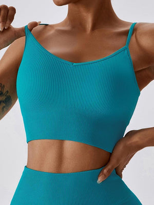 Sweat In Style Spaghetti Strap Lace Up Sports Bra - MXSTUDIO.COM