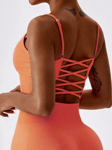 Sweat In Style Spaghetti Strap Lace Up Sports Bra - MXSTUDIO.COM