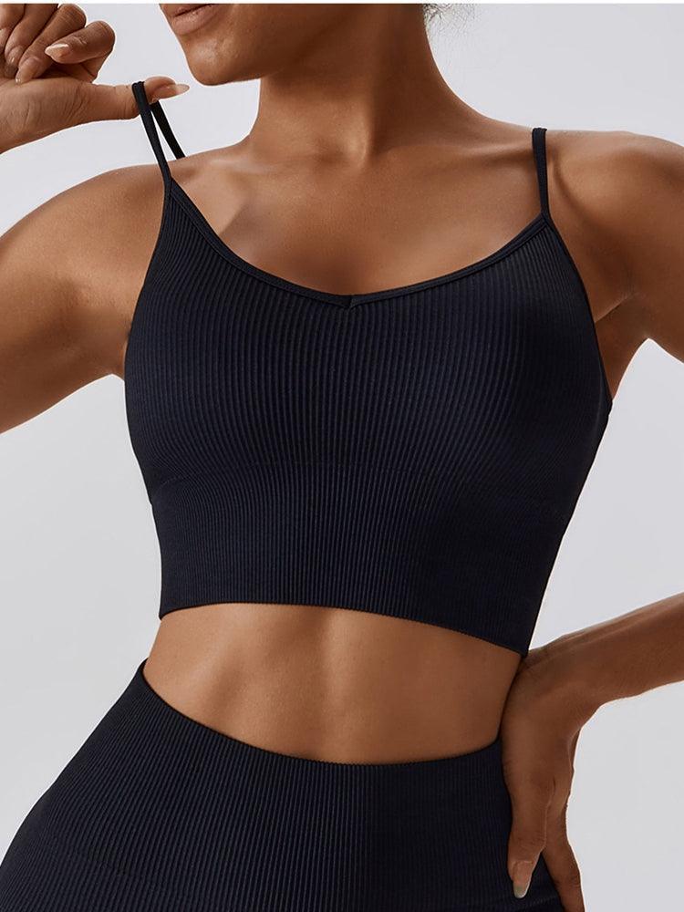 Sweat In Style Spaghetti Strap Lace Up Sports Bra - MXSTUDIO.COM