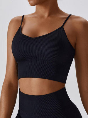 Sweat In Style Spaghetti Strap Lace Up Sports Bra - MXSTUDIO.COM