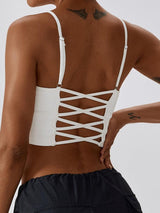 Sweat In Style Spaghetti Strap Lace Up Sports Bra - MXSTUDIO.COM