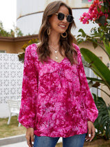 Sweet And Sassy V-Neck Balloon Sleeve Blouse - MXSTUDIO.COM