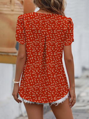 Sweet Girl Ruched V-Neck Petal Sleeve Blouse - MXSTUDIO.COM