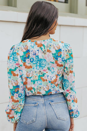 Sweet Saturday Floral Balloon Sleeve Bodysuit - MXSTUDIO.COM