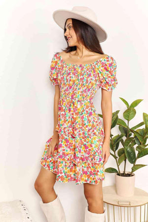 Sweet Summer Off The Shoulder Floral Mini Dress - MXSTUDIO.COM