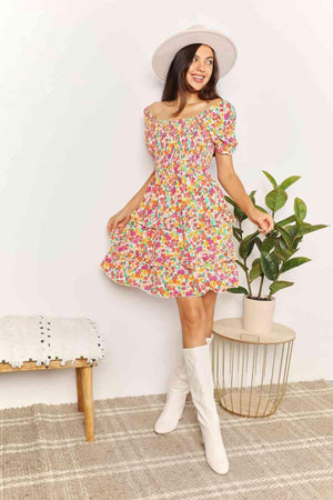 Sweet Summer Off The Shoulder Floral Mini Dress - MXSTUDIO.COM