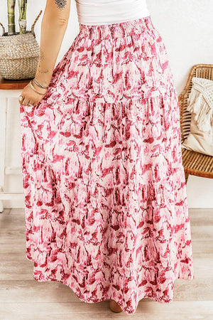 Swing It Girl A-Line Elastic Waist Pink Maxi Skirt - MXSTUDIO.COM