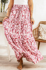 Swing It Girl A-Line Elastic Waist Pink Maxi Skirt - MXSTUDIO.COM