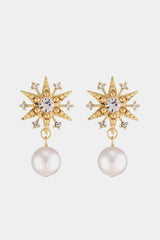 Synthetic Pearl Accent Star Shape Earrings-MXSTUDIO.COM