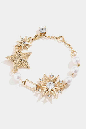 Synthetic Pearl Accent Star Shaped Bracelet-MXSTUDIO.COM