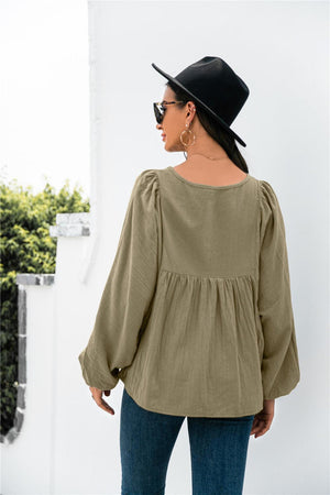 Take A Break Balloon Sleeve Blouse - MXSTUDIO.COM