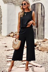 Take A Break Tank Top and Wide Leg Pants Set - MXSTUDIO.COM