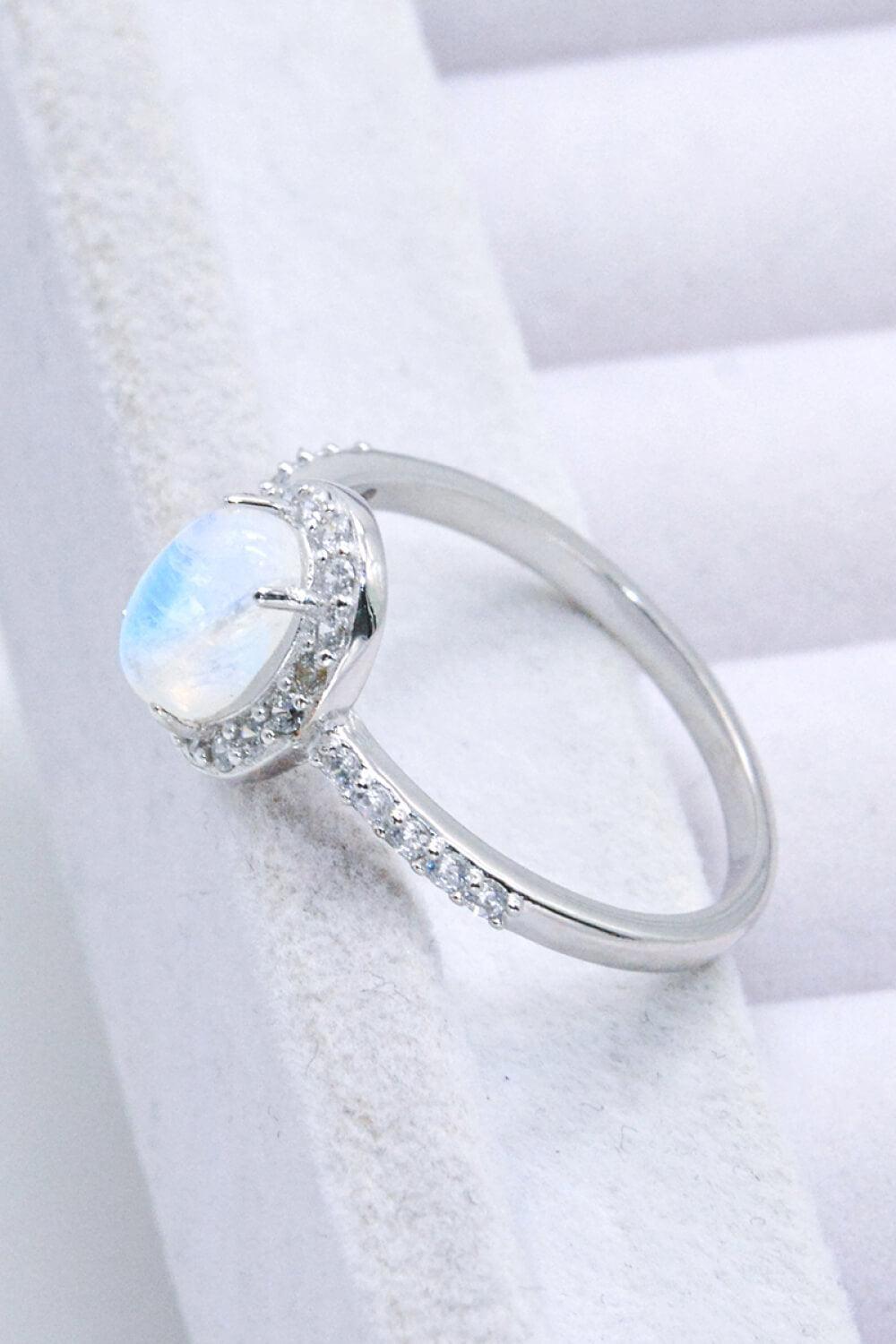 Take Aback 925 Sterling Silver Halo Moonstone Ring - MXSTUDIO.COM