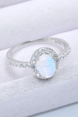 Take Aback 925 Sterling Silver Halo Moonstone Ring - MXSTUDIO.COM