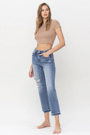 Take It Slowly High Rise Cropped Straight Leg Jeans - MXSTUDIO.COM