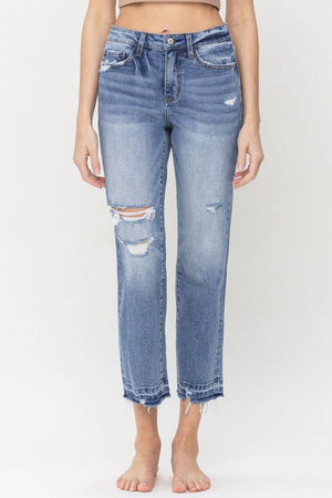 Take It Slowly High Rise Cropped Straight Leg Jeans - MXSTUDIO.COM