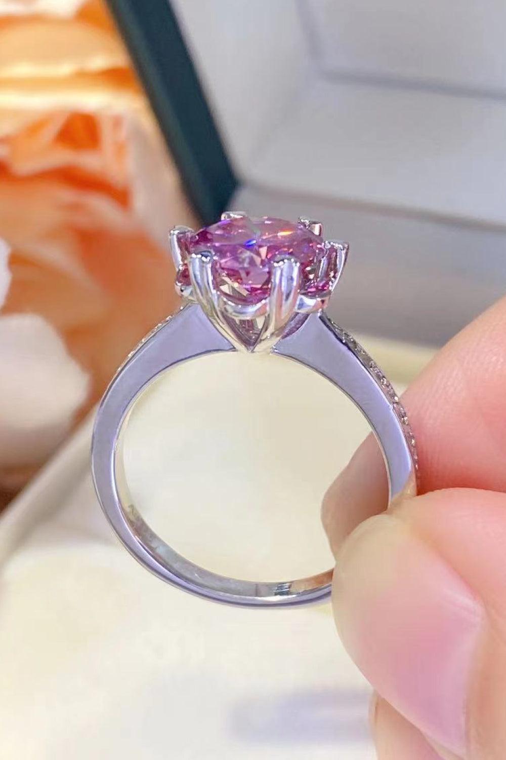 Take Pleasure 2 Carat Pink Moissanite Ring - MXSTUDIO.COM