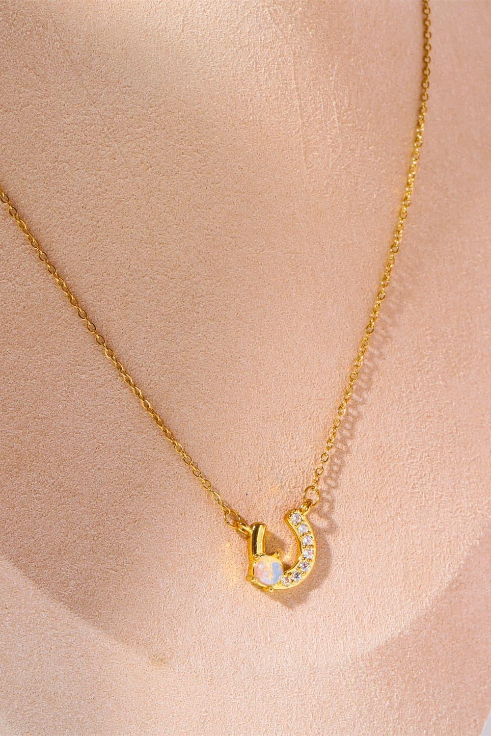 Take Pride Horseshoe Pendant Gold Plated Copper Necklace - MXSTUDIO.COM