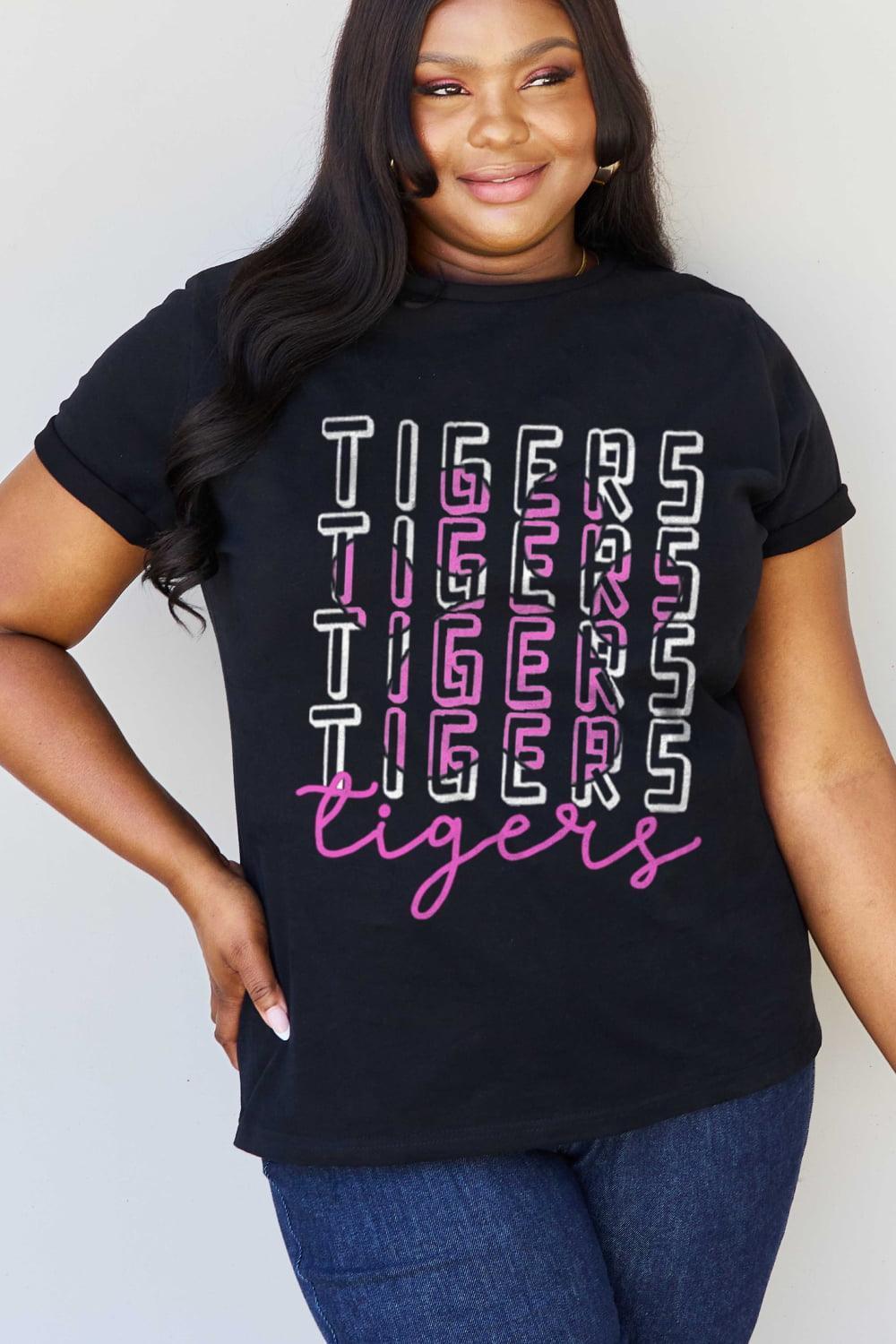 Tamed Plus Size Cotton Tiger Graphic Tee - MXSTUDIO.COM