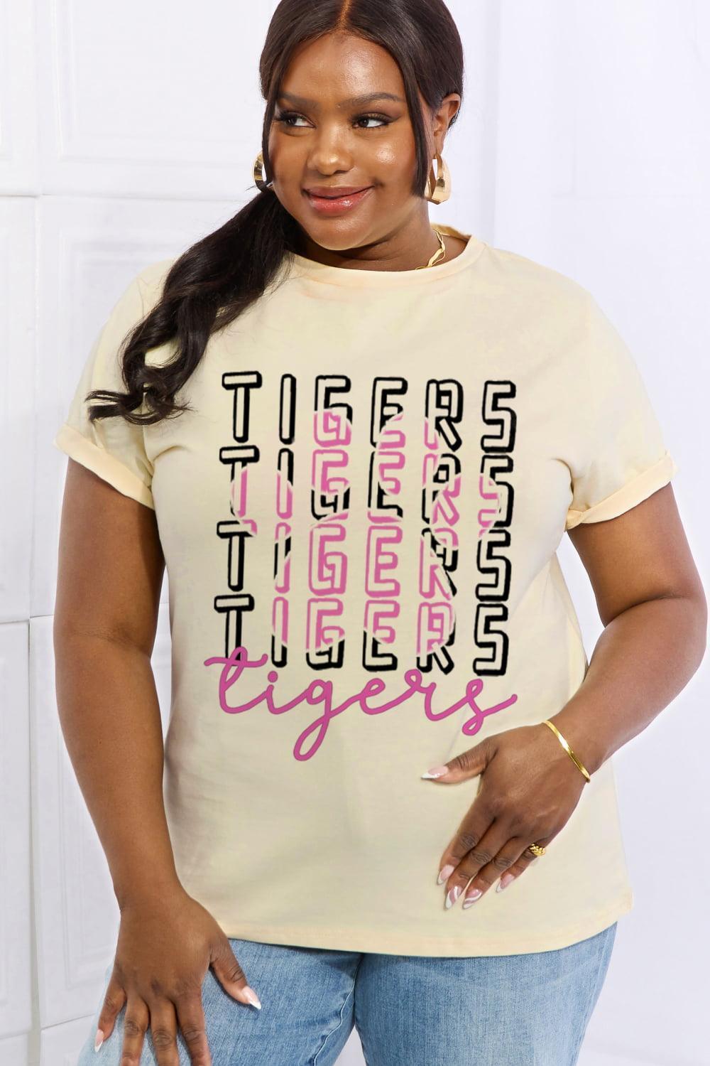 Tamed Plus Size Cotton Tiger Graphic Tee - MXSTUDIO.COM