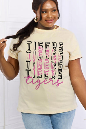 Tamed Plus Size Cotton Tiger Graphic Tee - MXSTUDIO.COM