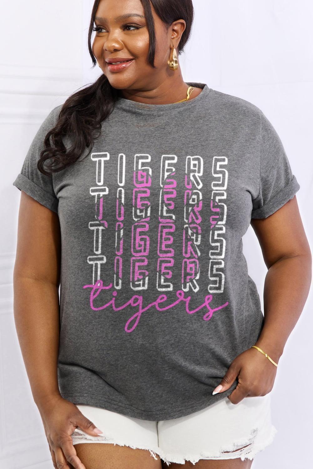 Tamed Plus Size Cotton Tiger Graphic Tee - MXSTUDIO.COM