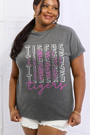 Tamed Plus Size Cotton Tiger Graphic Tee - MXSTUDIO.COM