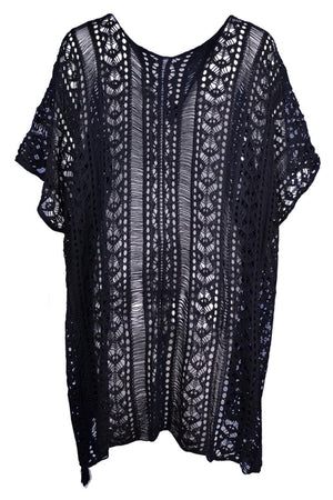 a black top with a lace pattern on it