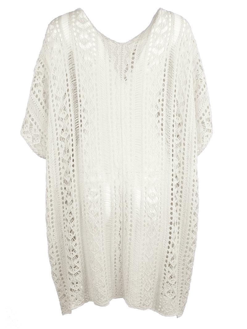 a white knitted top with short sleeves