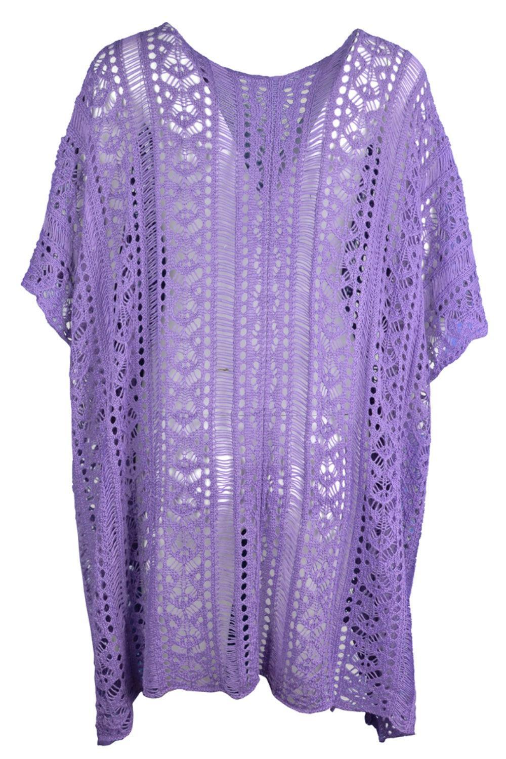 a purple top with lacy crochet on it