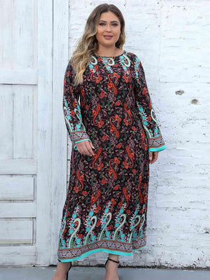 Tassel Accent Plus Size Floral Print Dress - MXSTUDIO.COM