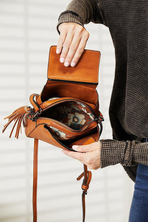 Tassel Detail Women's Leather Crossbody Bag - MXSTUDIO.COM